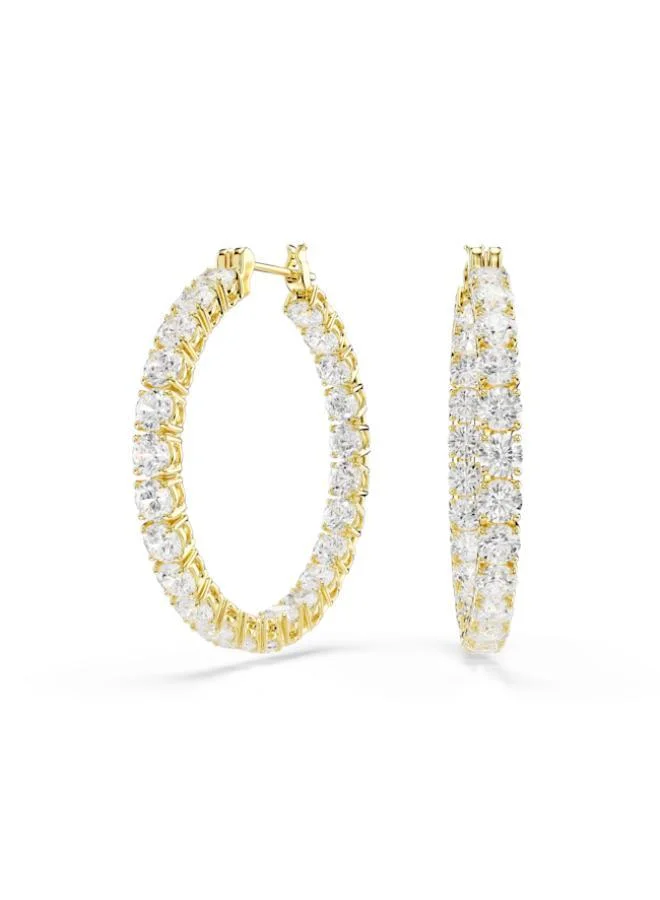 SWAROVSKI Matrix White Crystal Gold Tone Plated Hoop Pierced Earrings